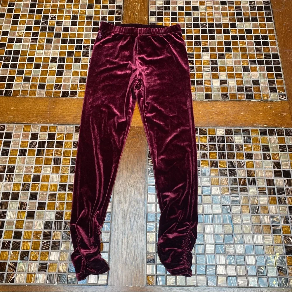 Ralph Lauren Cotton Plaid Poplin Blouse and Velvet Leggings Set